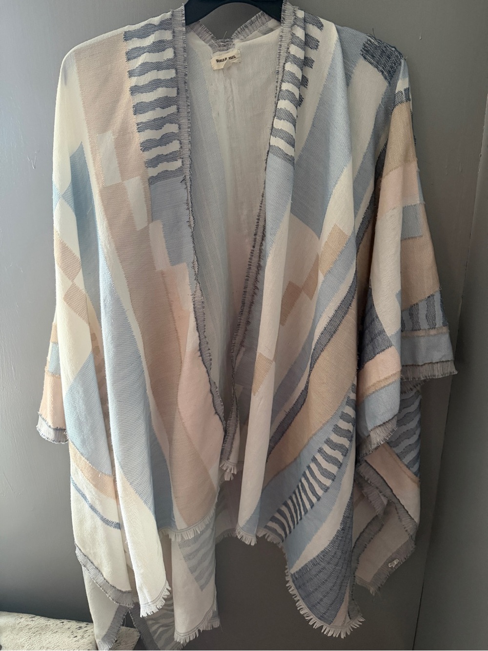 Light Pastel pink blue Geometric Kimono Cardigan